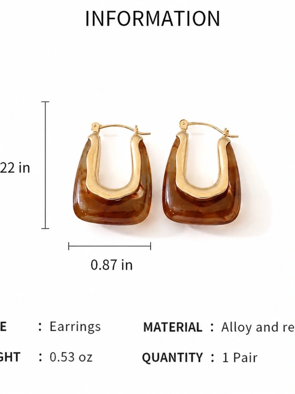 Anthropologie Gold and Smoky Brown Sculptural Drop Earrings - Women Jewelry NWOT